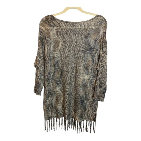 Chico's Sweater Women's Size Large Travelers Sparkles Fringe Gold Brown Chicos 2 - Picture 2 of 4